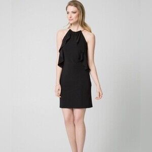 Ann Taylor black ruffle halter dress size 2